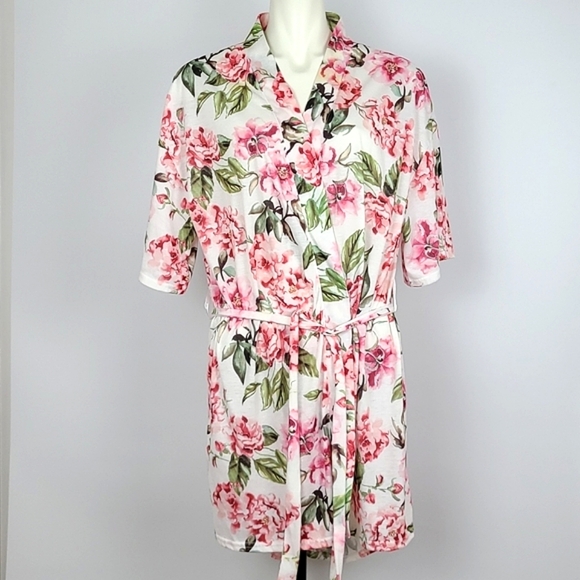 Show Me Your Mumu Garden of Blooms Floral Pink Green White Robe OS - Picture 3 of 11